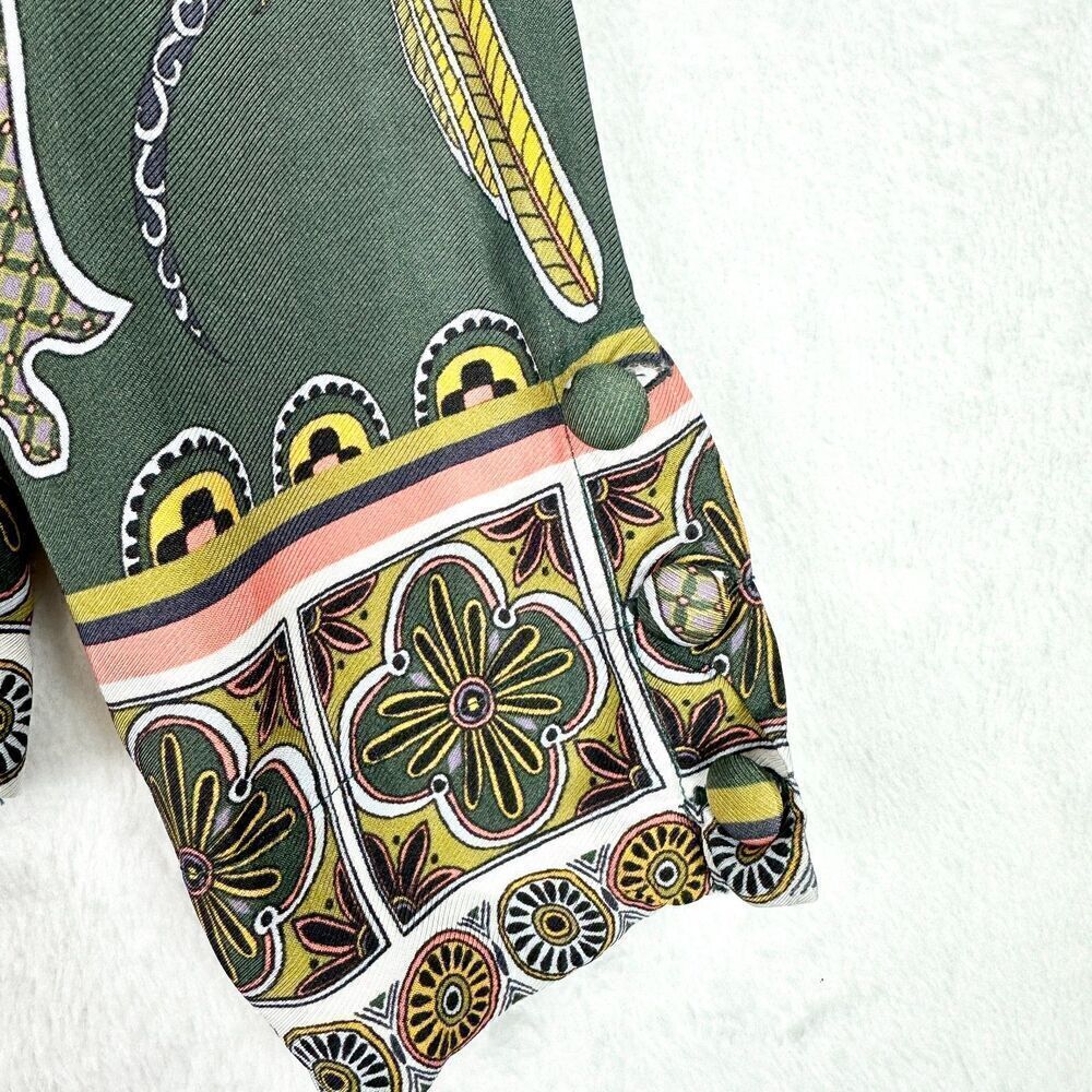 J. Crew Ornate Jungle Drapey Boatneck Top Size XS Long Sleeve Jaguar Bird - Picture 5 of 7